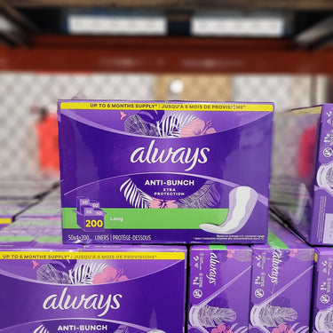 Image of Always Xtra Protection Daily Liners, Long, 200-Pack - 1 x 535 Grams